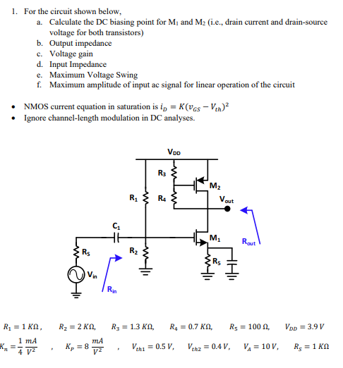 Solved 1. For The Circuit Shown Below, A. Calculate The Dc 