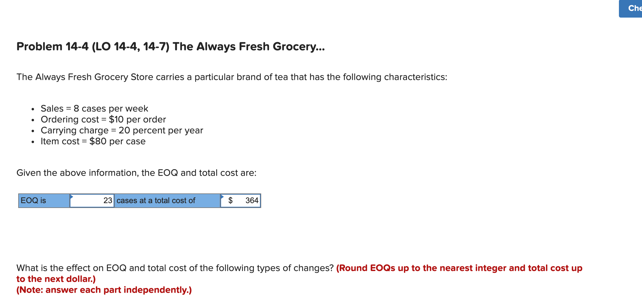 Solved Che Problem 144 (LO 144, 147) The Always Fresh