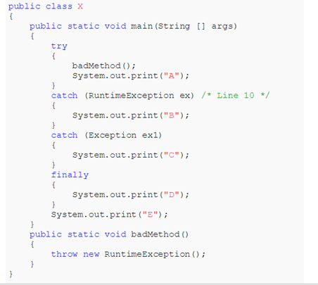 Solved try { int x = 0; int y = 5 / x; } catch (Exception e) | Chegg.com