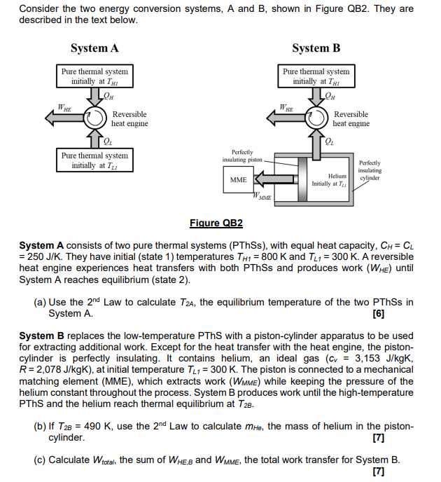 Solved Consider the two energy conversion systems, A and B, | Chegg.com