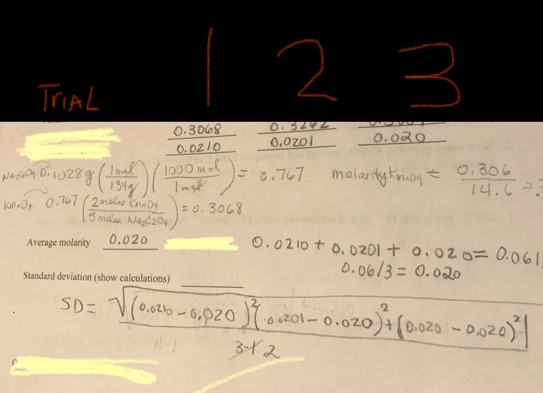 Solved oxidation reduction titrations I lab just wanted to