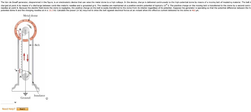 Solved The Van de Graaff generator, diagrammed in the | Chegg.com