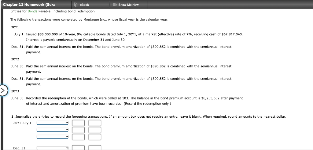 Solved Show Me How Chapter 11 Homework (5cks eBook Entries | Chegg.com