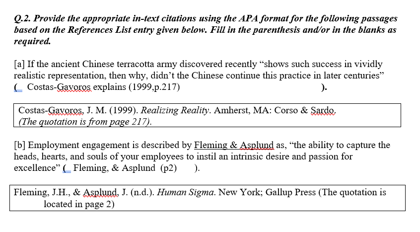 Q.2. Provide the appropriate in-text citations using | Chegg.com