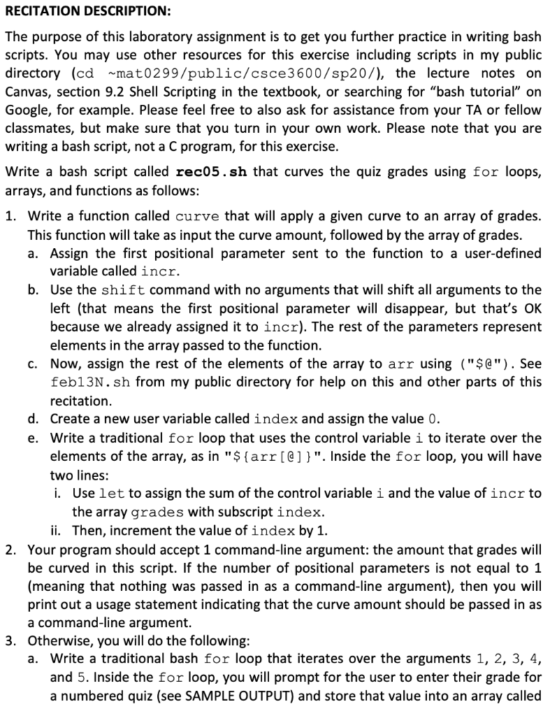 Solved Recitation Description The Purpose Of This Chegg Com