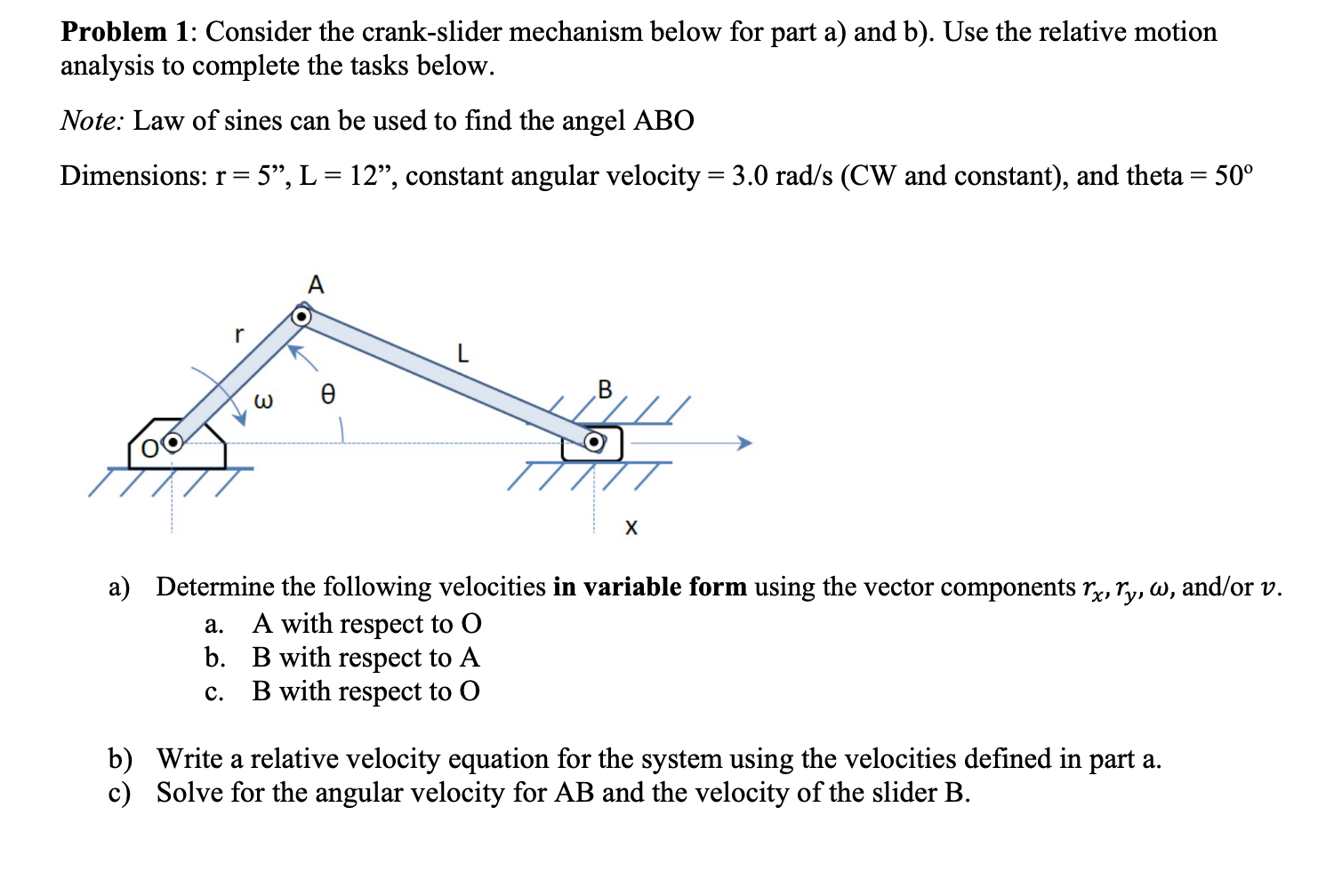 Solved Problem 1: Consider The Crank-slider Mechanism Below | Chegg.com