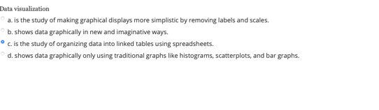 Solved Data visualization a. Is the study of making | Chegg.com