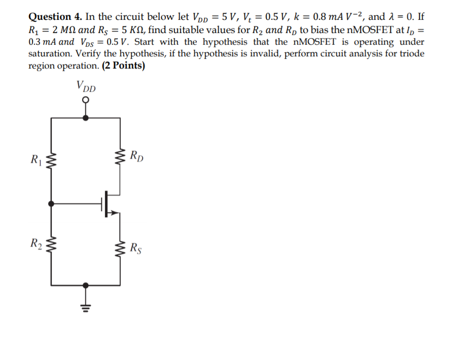 Solved Question 4 In The Circuit Below Let Vpp 5 V V Chegg