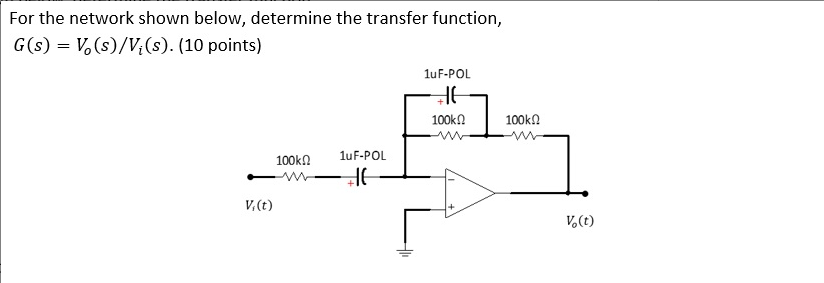 Solved For The Network Shown Below Determine The Transfe Chegg Com