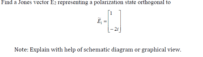 Solved Find a Jones vector E2 representing a polarization | Chegg.com