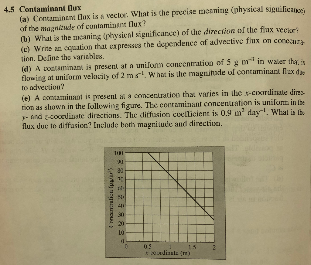 Solved 4.5 Contaminant flux (a) Contaminant flux is a | Chegg.com