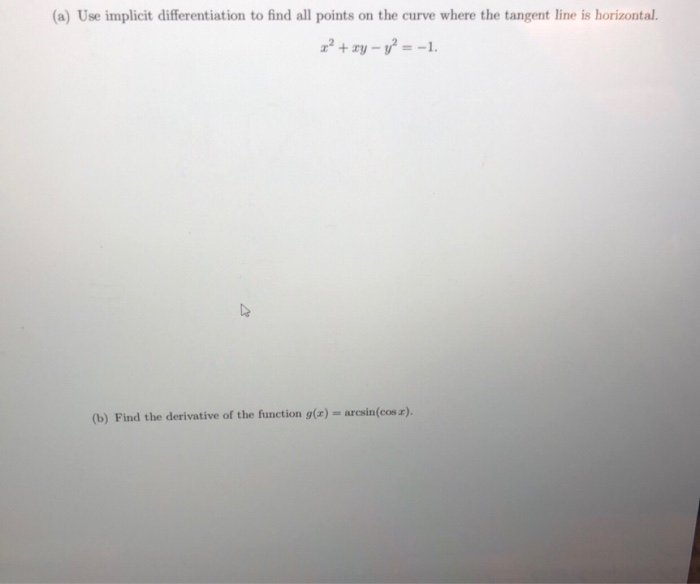 Solved (a) Use implicit differentiation to find all points | Chegg.com