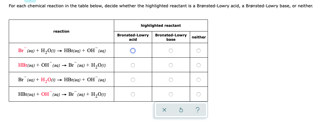 Solved For Each Chemical Reaction In The Table Below Decide Chegg Com