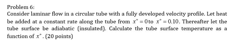Solved Problem 6: Consider laminar flow in a circular tube | Chegg.com
