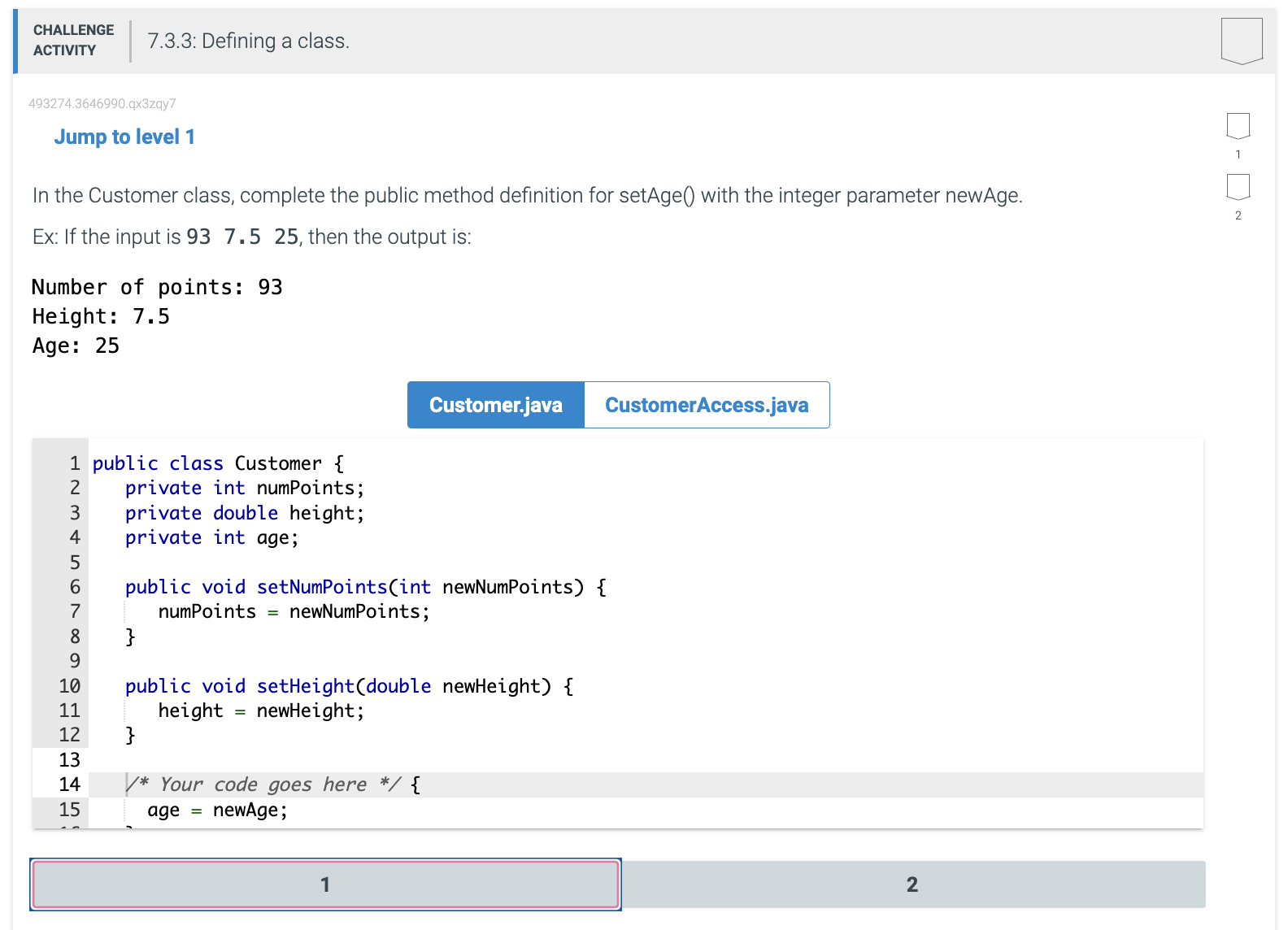Solved Jump to level 1 In the Customer class, complete the | Chegg.com
