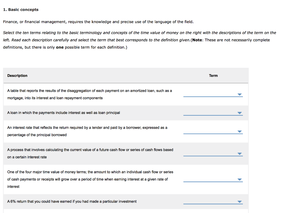 1. Basic concepts Finance, or financial management, | Chegg.com