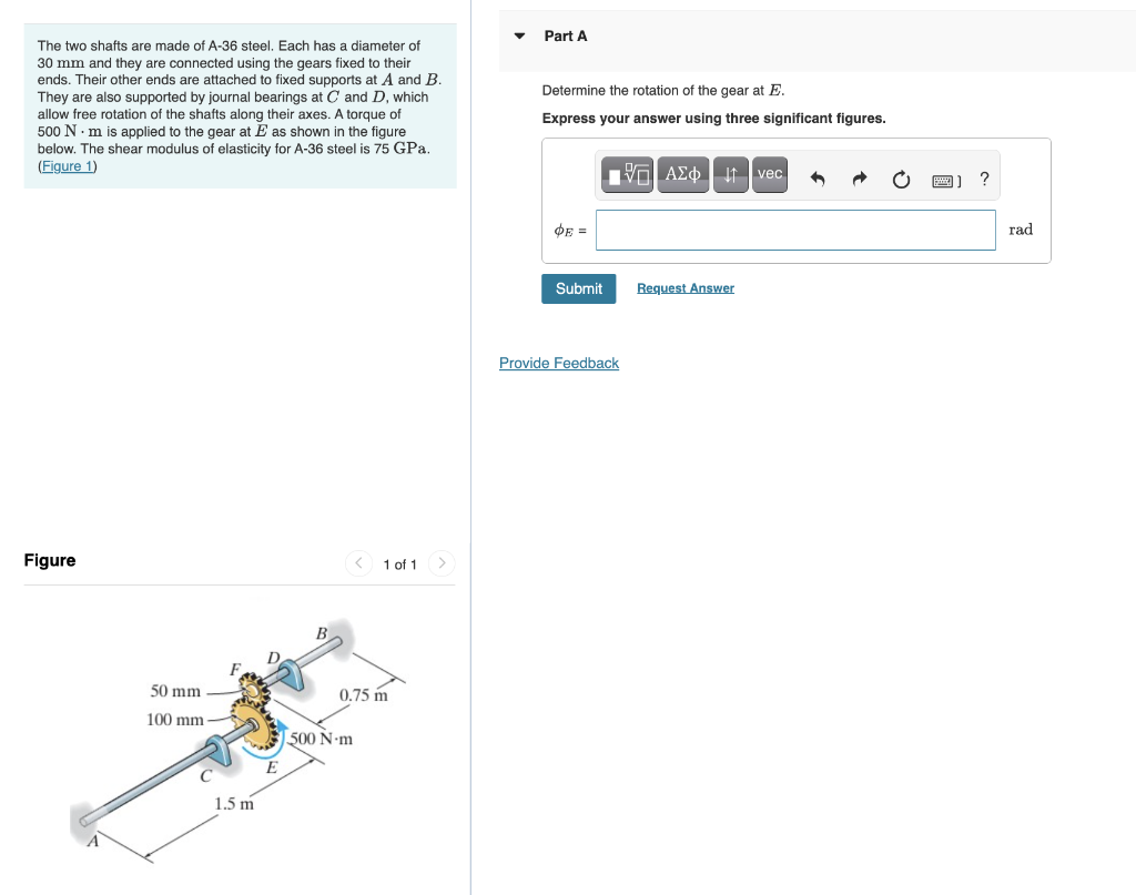 Solved Part A Determine the rotation of the gear at E. The | Chegg.com