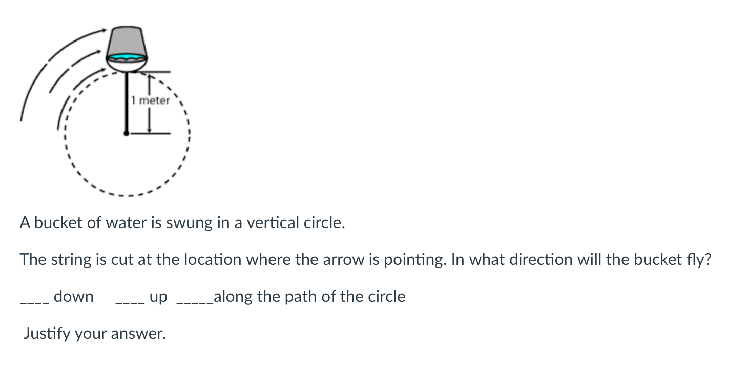 Solved 1 meter A bucket of water is swung in a vertical