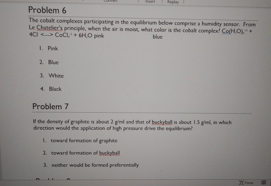 Solved Insert Replay Problem 6 The cobalt complexes