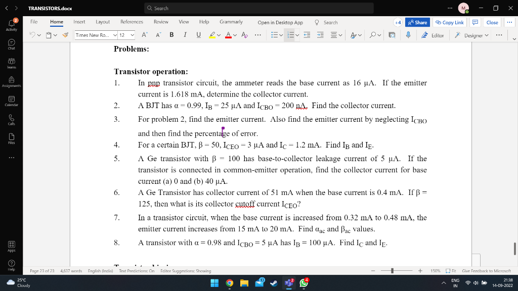 Solved Transistor operation: 1. In pup transistor circuit, | Chegg.com