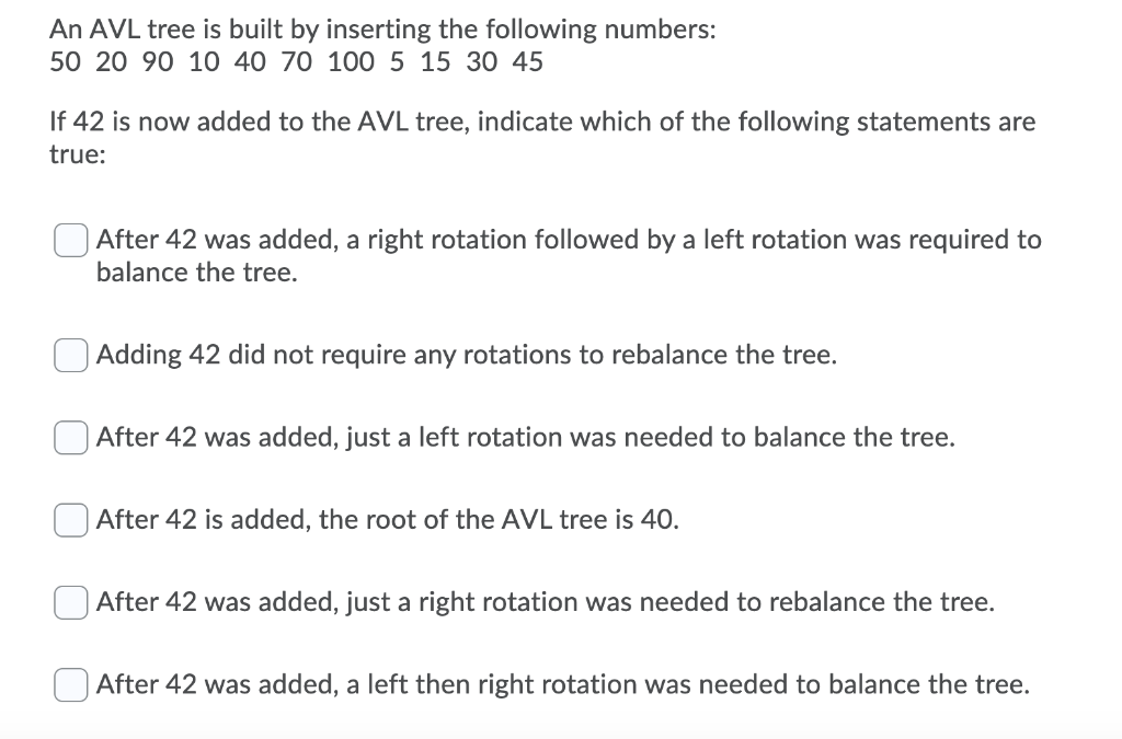 Solved An AVL tree is built by inserting the following | Chegg.com