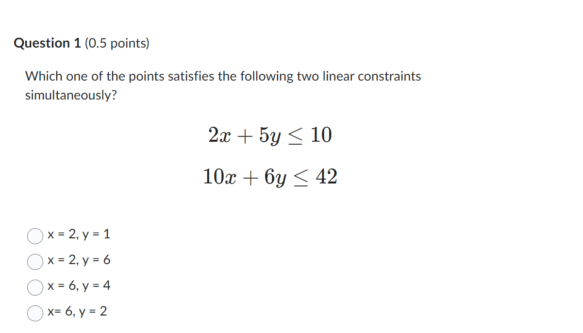 Solved Which one of the points satisfies the following two | Chegg.com