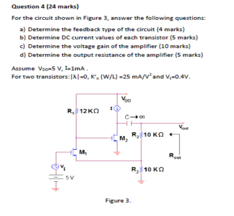 Solved Question 4 (24 marks) For the circuit shown in Figure | Chegg.com