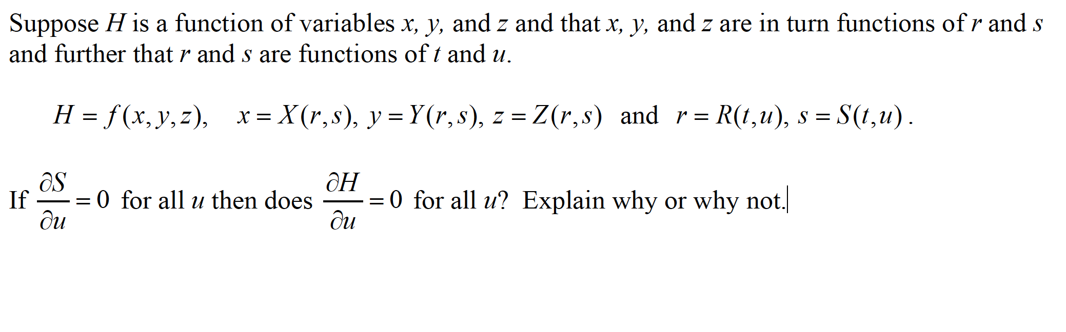 Solved Suppose H Is A Function Of Variables X Y And Z A Chegg Com