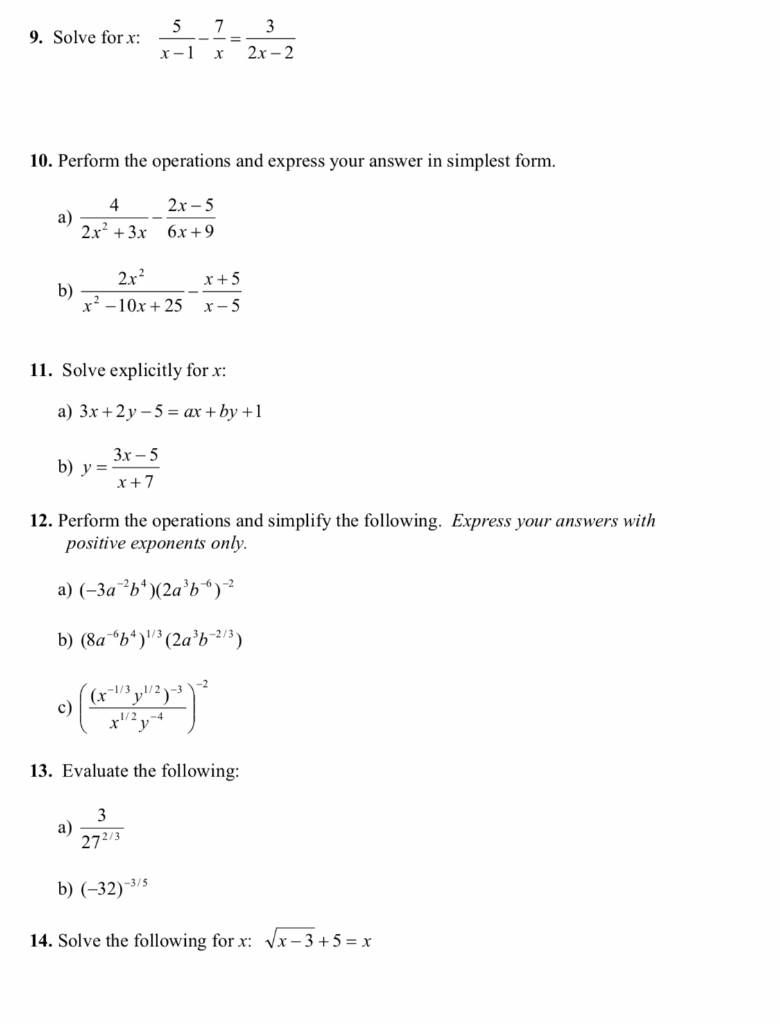 Solved 9. Solve for x: 7 X 3 2x - 2 x-1 10. Perform the | Chegg.com