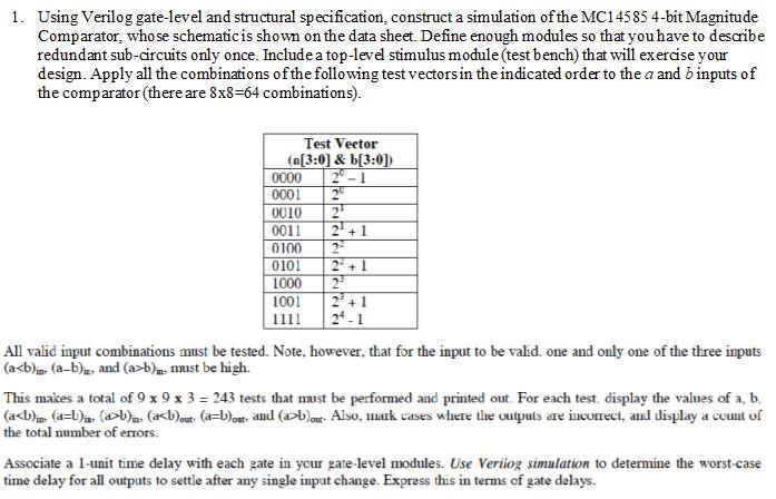 1. Using Verilog gate-level and structural | Chegg.com