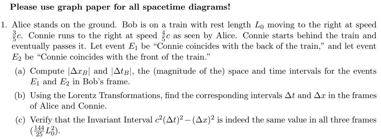 Solved Please use graph paper for all spacetime | Chegg.com
