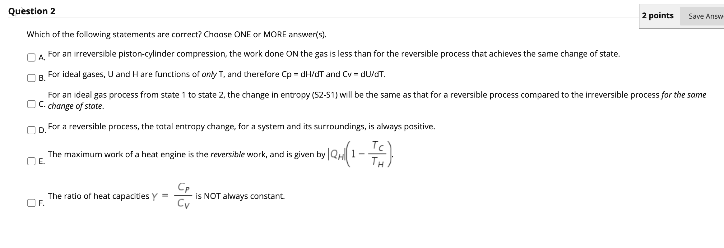 Solved Question 2 2 points Save Answ Which of the following | Chegg.com