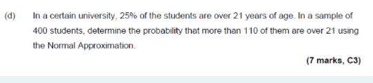 Solved (d) In a certain university, 25% of the students are | Chegg.com