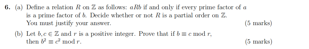 Solved 6. (a) Define a relation R on Z as follows: aRb if | Chegg.com