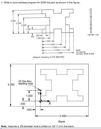 Solved 1. Write a word address program for EDM the part as | Chegg.com