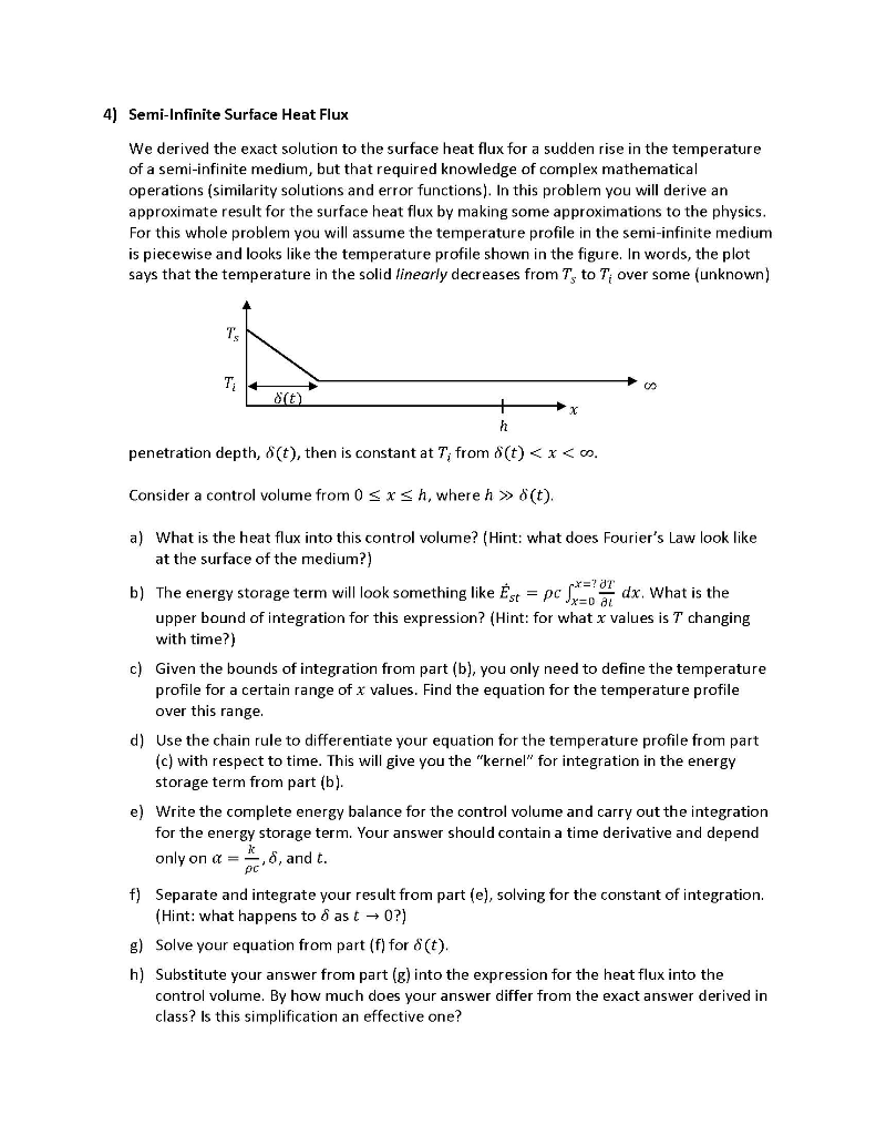 4 Semi-infinite Surface Heat Flux We Derived The 