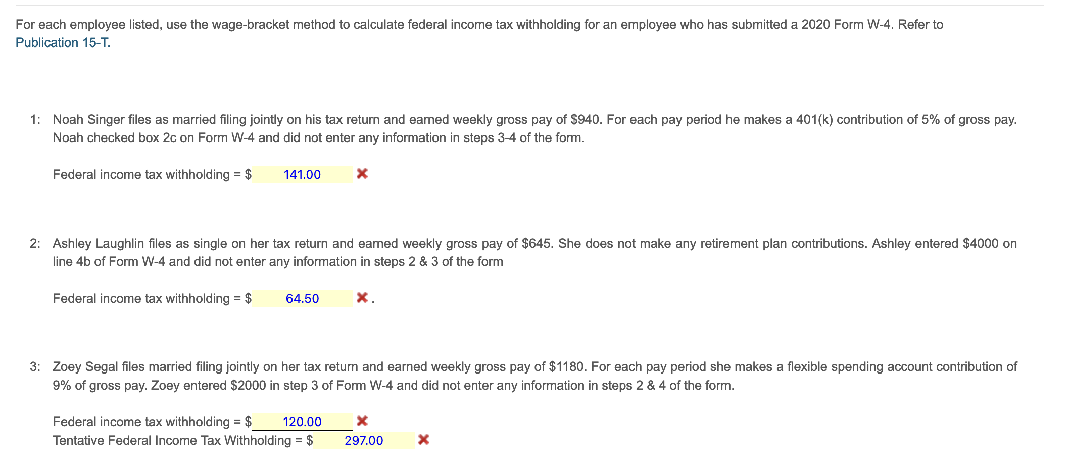 Solved Or Each Employee Listed, Use The Wage-bracket Method | Chegg.com