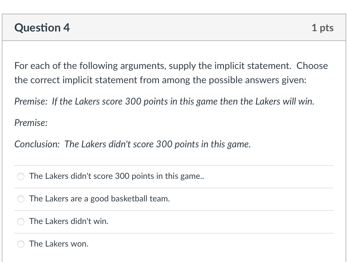 Solved Question 3 1 pts For each of the following arguments, | Chegg.com