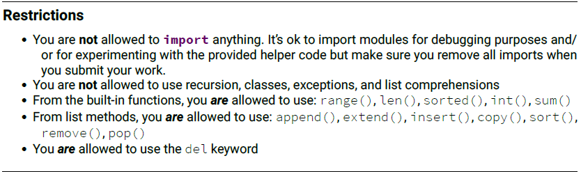 Restrictions • You are not allowed to import | Chegg.com