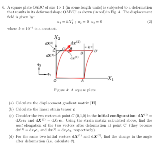Solved 6. A square plate OABC of size 1 x 1 (in some length | Chegg.com
