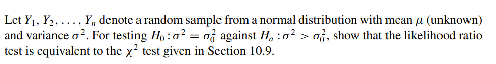 Let Y1,Y2,…,Yn denote a random sample from a normal | Chegg.com