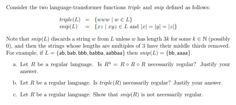Solved Consider The Two Language Transformer Functions Tr Chegg Com