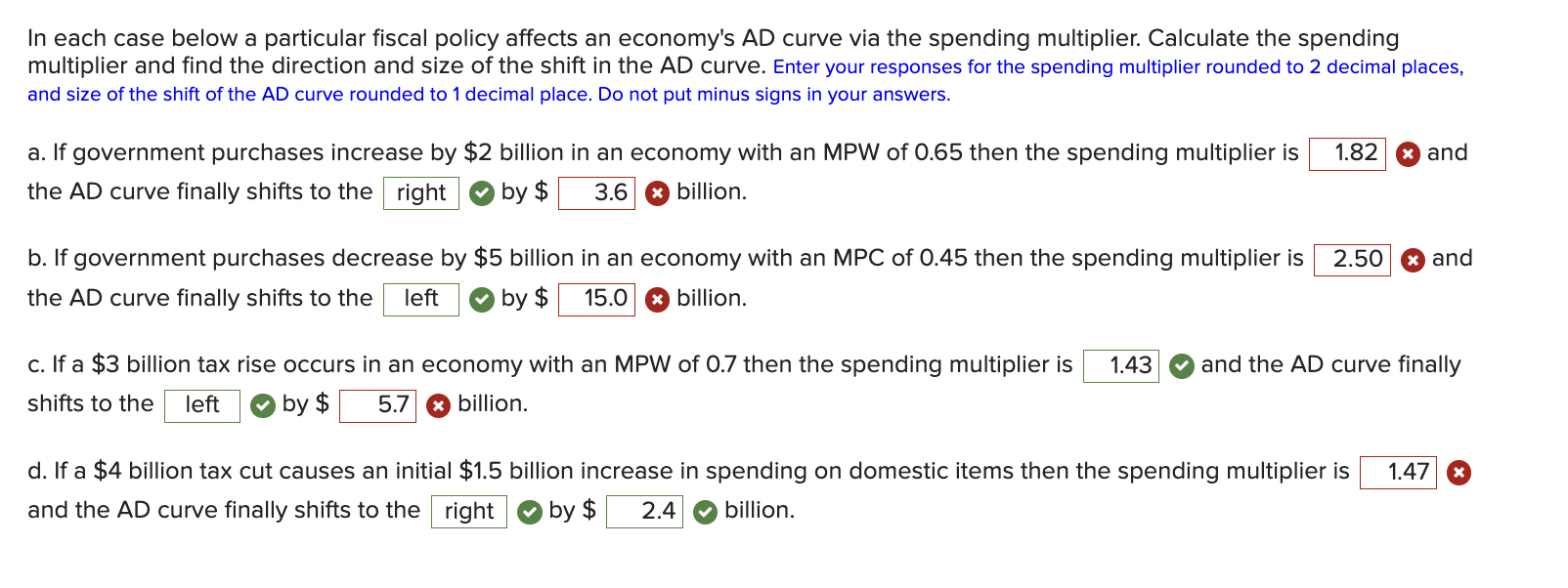 Solved In Each Case Below A Particular Fiscal Policy Affects