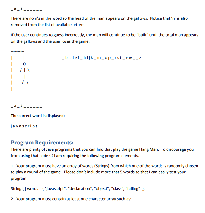 Solved Hang Man The purpose of this assignment is to have | Chegg.com