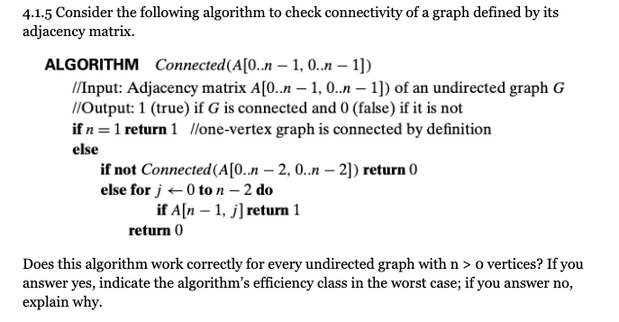 Solved 4.1.5 Consider the following algorithm to check | Chegg.com