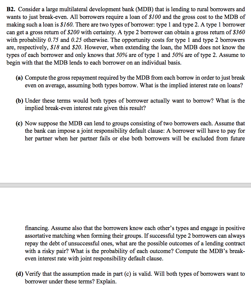 B2 Consider A Large Multilateral Development Bank Chegg Com