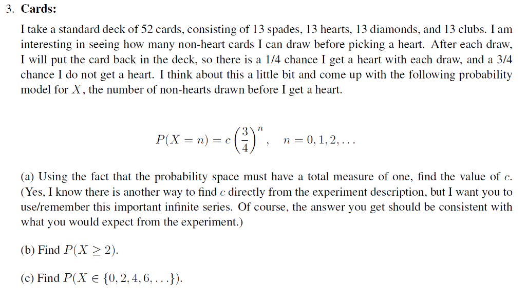 Solved 3. Cards I take a standard deck of 52 cards,