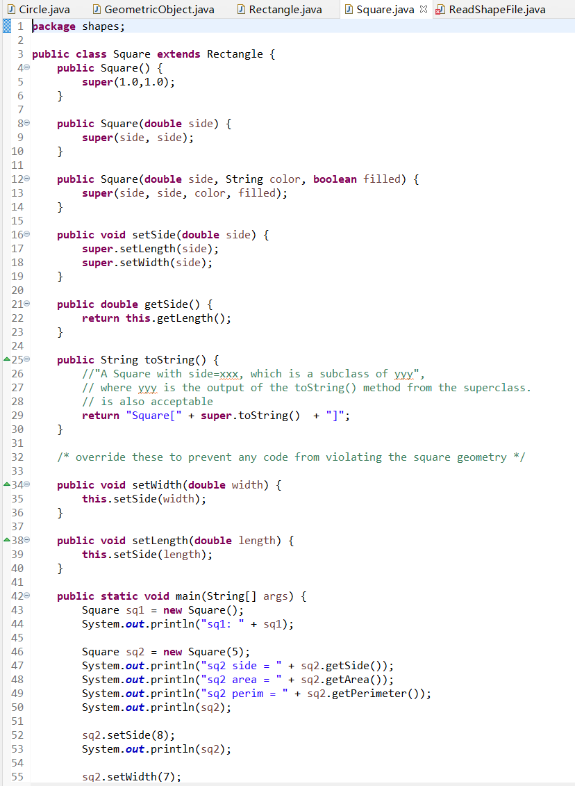 In the class ReadShapeFile, there is a file called | Chegg.com