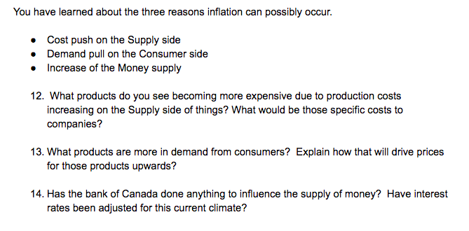 Solved You have learned about the three reasons inflation | Chegg.com