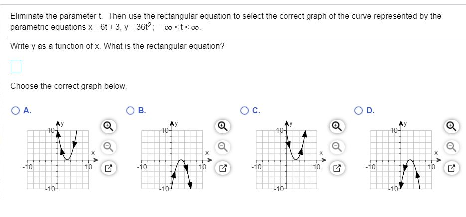 Solved Eliminate the parametert. Then use the rectangular | Chegg.com